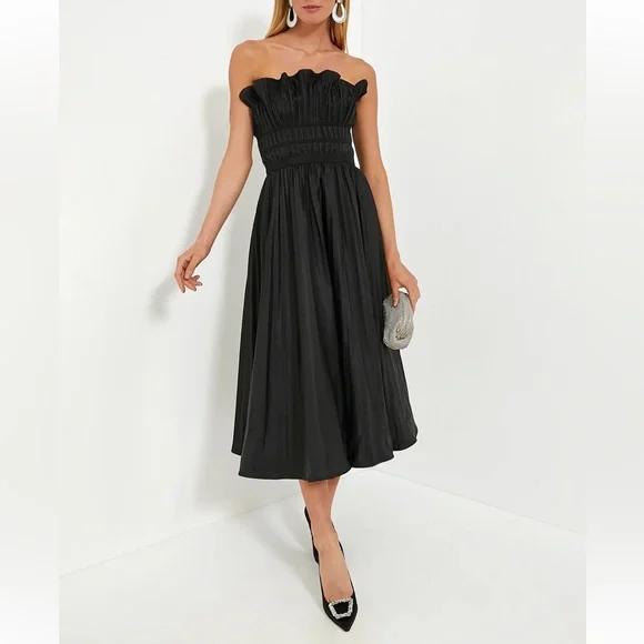 Tuckernuck MOON RIVER Black Pleated Maxi Dress Size Small - Picture 7 of 11
